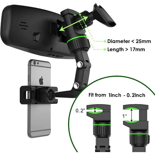 Multifunctional Rearview Mirror Phone Holder